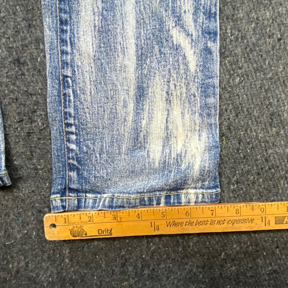 Blue Taboo Jeans Sz‎ 5 Womens Y2K Grunge Acid Wash Flare Low Rise Patch Pocket - Picture 8 of 11